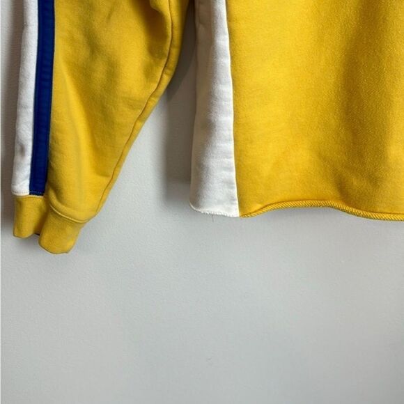 Levi's Sport | Women’s Yellow Cropped Short Crew Sweatshirt Hoodie Stripes - Picture 5 of 9